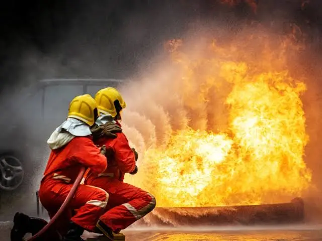 Fire safety technician at work